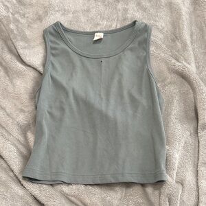 ROMWE Dusty Teal Ribbed Tank Top